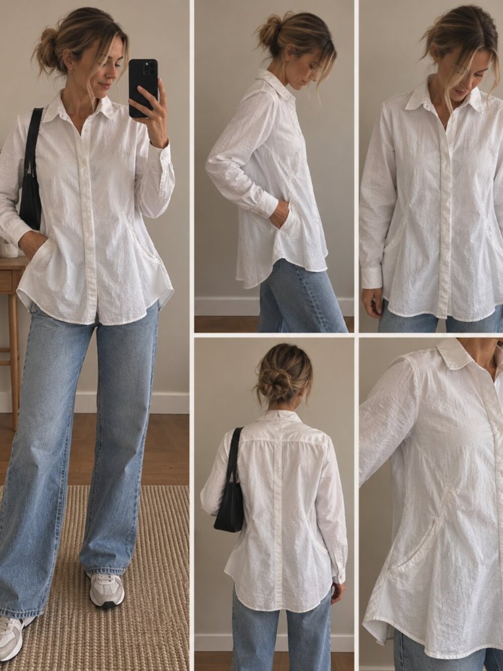 7 For All Mankind White Button Down Shirt Womens M Oversized Longline